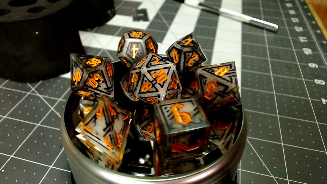 Complete set of Psycho Themed Borderlands Inspired Dice