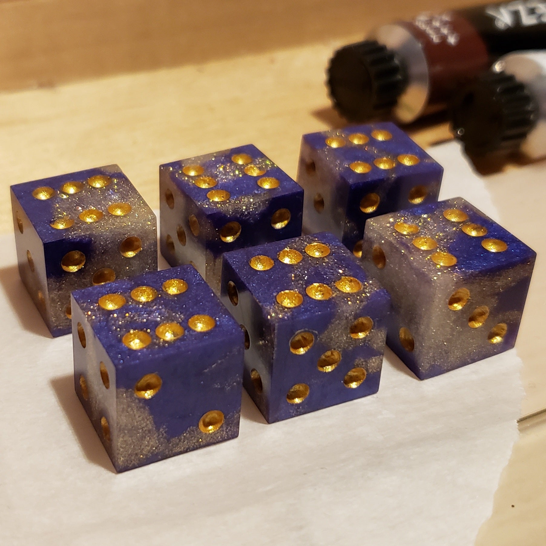 Purple Silver w/Gold D6s