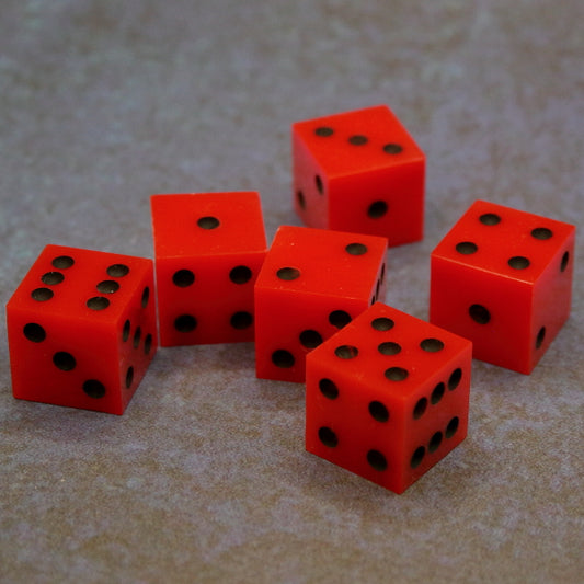 6 Red pip d6 Dice inked in black